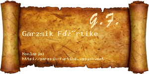 Garzsik Fürtike névjegykártya